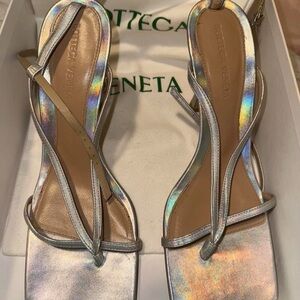 Bottega Veneta Iridescent Silver Heels